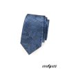 Modrá slim kravata s krátkými proužky