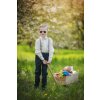 Chlapecké šle Y s koženým středem a zapínáním na klipy - 25 mm 862-1563 Béžová, tmavě hnědá kůže (Velikost výška postavy 90 - 110 cm)
