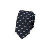 Tmavě modrá slim kravata se vzorem - auto