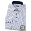 Bílá SLIM FIT košile s modrou mřížkou, dl.rukáv, 107-3431