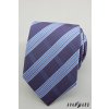 Tmavě modrá luxusní kravata s kolmými proužky