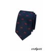 Tmavě modrá slim kravata s červeným vzorem - kolo
