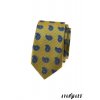 Zeleno-žlutá slim kravata s modrým vzorem