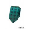 Zelená slim kravata s výrazným modrým vzorem