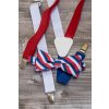 Pánský motýlek - trikolóra (12,5 cm) + kapesníček do saka