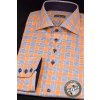 Oranžová kostkovaná pánská slim fit košile, dl.rukáv, 107-105