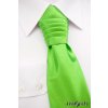 Zářivě zelená jemně lesklá jednobarevná pánská regata + kapesníček do saka