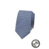 Modrá luxusní bavlněná slim kravata se vzorem