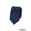 Tmavě modrá slim luxusní kravata s bílými puntíky