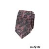 Tmavě šedá luxusní slim kravata s růžovým vzorem