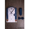 Tmavě modrá luxusní slim kravata s bílými puntíky