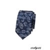 Modrá luxusní slim kravata se světlým vzorem