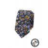 Tmavě fialová luxusní slim kravata s květy