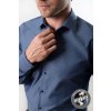 Modrá tečkovaná pánská slim fit košile, dl.rukáv, 109-48