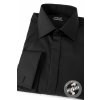 Černá pánská slim fit košile s krytou légou, dl. rukáv na manž. knoflíčky, 111-23