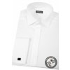 Bílá pánská košile slim fit - FRAKOVKA s krytou légou, dl. rukáv s dvojitými manžetami, 173-1
