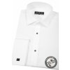 Bílá pánská košile - FRAKOVKA, propínací léga s knoflíčky, dl. rukáv s dvojitými manžetami, 674-1