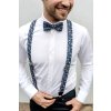 Tmavě modrá pánská sada s pudrovými květy - černý střed