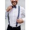 Tmavě modrá pánská sada s pudrovými květy - černý střed