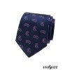 Tmavě modrá luxusní pánská kravata s růžovým vzorem