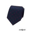 Velmi tmavě modrá luxusní pánská kravata s červeným vzorem