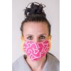Růžová ochranná rouška na obličej s kapsou (se šňůrami)