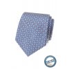 Modrá hedvábná pánská kravata s růžovým vzorem + dárková krabička