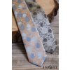 Světle šedá luxusní pánská slim kravata s květovaným vzorem