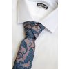 Starorůžová luxusní pánská slim kravata s modrým výrazným vzorem