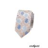 Světle béžová luxusní pánská slim kravata s květy