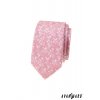 Pudrová luxusní pánská slim kravata s jemnými květy