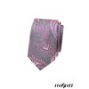 Šedá luxusní pánská slim kravata s růžovým vzorem