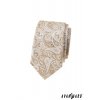 Béžová luxusní pánská slim kravata s výrazným vzorem