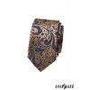 Béžová luxusní pánská slim kravata s tmavým vzorem