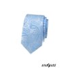 Světle modrá luxusní pánská slim kravata se výrazným vzorem