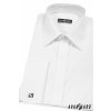 Pánská čistě bílá košile, krytá léga, na manžetové knoflíčky 670-1
