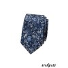 Tmavě modrá luxusní pánská slim kravata s květovaným vzorem