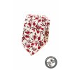 Bílá luxusní pánská slim kravata s červenými květy