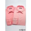 Pánská světle růžová luxusní košile s jemnými kostkami SLIM FIT dl.rukáv 113-176
