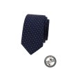 Tmavě modrá luxusní pánská slim kravata s puntíky