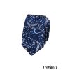 Tmavě modrá luxusní pánská slim kravata s výrazným vzorem