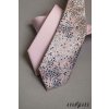 Velmi světle pudrová luxusní pánská slim kravata s květy