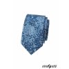 Modrá luxusní pánská slim kravata se světlými květy
