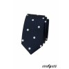 Tmavě modrá luxusní pánská slim kravata s bílými puntíky