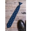 Tmavě modrá dětská kravata na gumičku s bílými puntíky (44 cm)