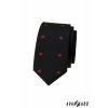 Černá luxusní pánská slim kravata s červenými puntíky