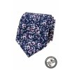 Tmavě modrá bavlněná luxusní pánská kravata s květy