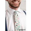 Smetanová bavlněná luxusní pánská kravata s vánočním vzorem