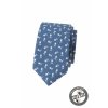 Modrá bavlněná luxusní pánská slim kravata se vzorem