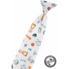 Bílá bavlněná dětská kravata na gumičku se vzorem – Sport (31 cm)